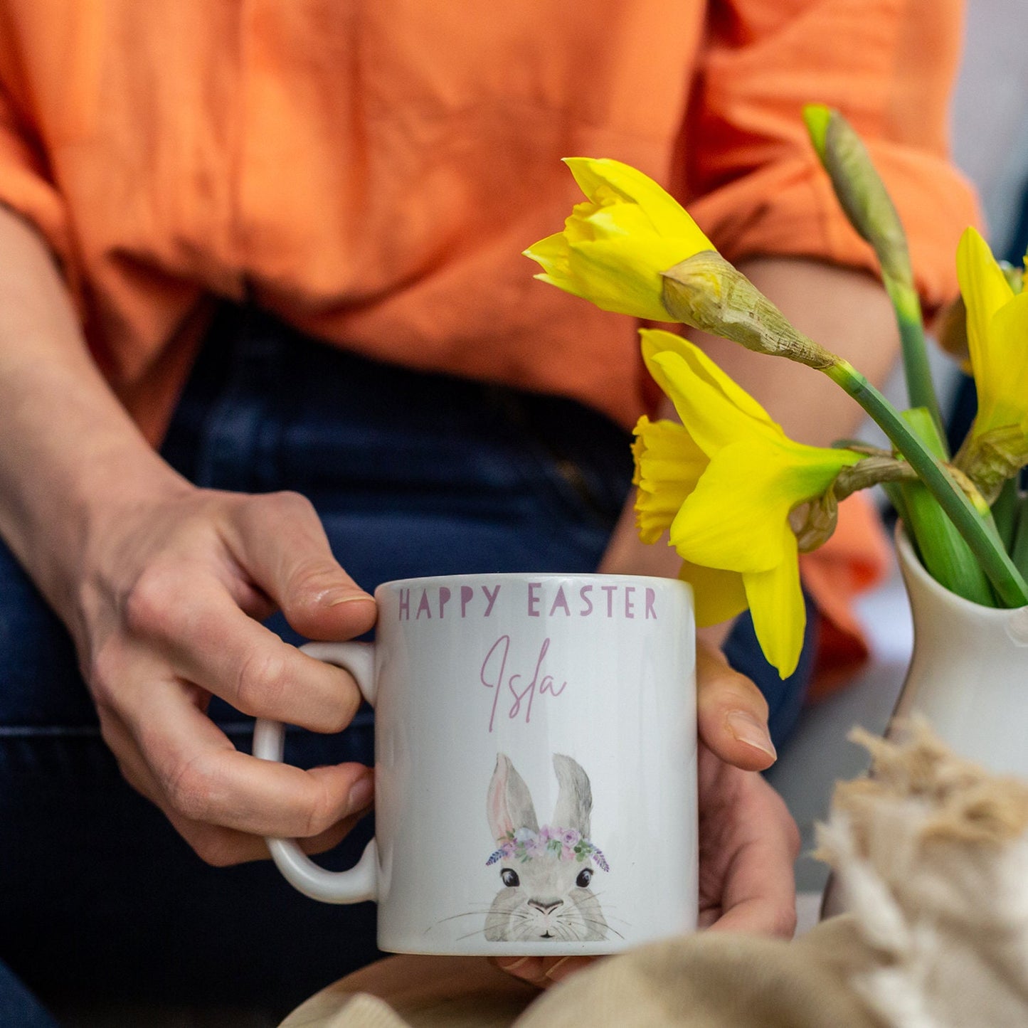 Easter Bunny Personalised Mug, Easter Gift for Children
